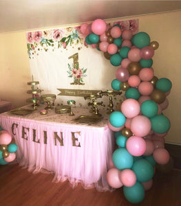 “Baby girl” balloons decorations