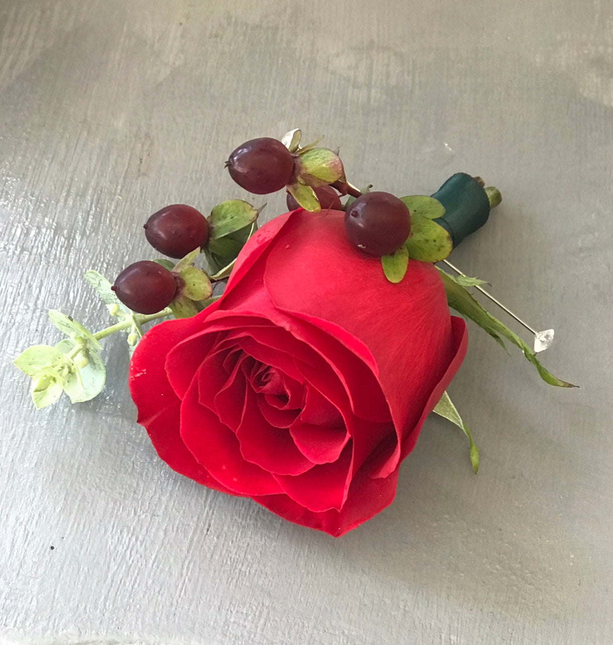 Red rose boutonnière