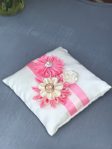 Pink and Ivory Ring Pillow